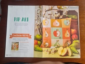 Pip Art Apple & Pear Cushion Cover Cross Stitch Pattern - Pattern Only - Picture 1 of 3