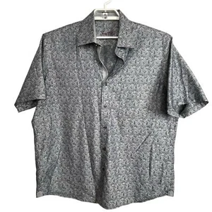 Tasso Elba Men's size XXL Gray Silver Paisley Short Sleeve Button Up Shirt - Picture 1 of 7