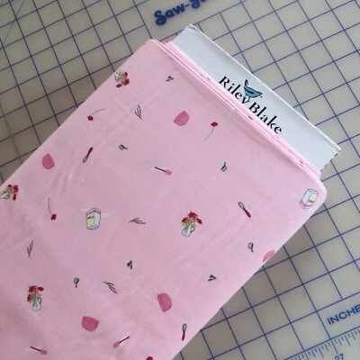 By The YARD, Flour & Flower Kitchen Tools, Baking by Riley Blake Cotton Fabric - Image 1 of 2