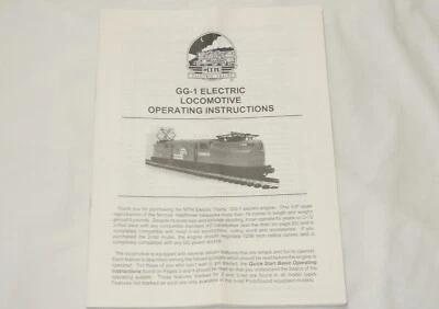O MTH GG-1 Premier Owner's  Manual not Rail King version - Image 1 of 2