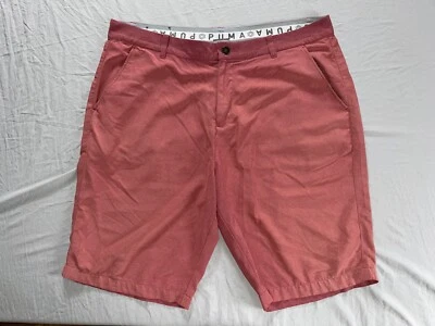 Puma Lightweight Flat Front Chino Golf Shorts. Red Stripe, Men's Size 38. GUC!! - Image 1 of 4