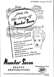 1950 Advert for Boots NUMBER SEVEN Beauty Preparations Small Cosmetics Print Ad - Foto 1 di 1