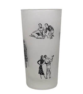 Vaso de vidrio esmerilado vintage de cómic de pintor Libbey - Imagen 1 de 5