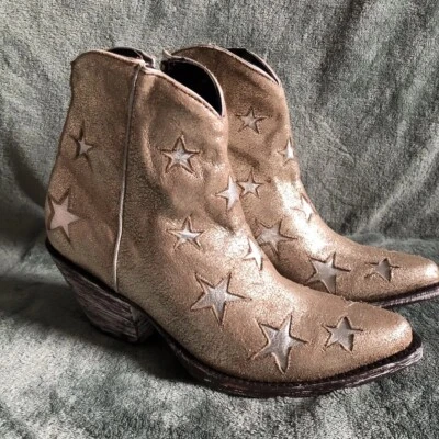 Old Gringo Mexicana Leather Gold Stars Pattern Cowboy Ankle Boots EU 36 US 6.5 — 第 1/4 张图片