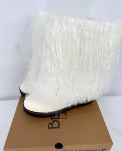 $325 BEARPAW Boetis II Curly Pony Hair Real Fur White Tall Wool Lined Boots Sz 9 - Picture 1 of 15