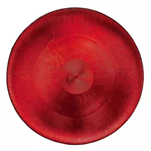 Set of 2 Pier 1 Salad Plates Irridescent Deep Red Glass Ribbed 8.75" - Picture 1 of 7