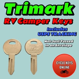 2 Trimark lock keys for Camper RV Motorhome cut to code key codes 3001-3240 - Picture 1 of 1