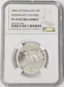 Moneda de plata a prueba de Rembrandt Van Rijn de los Países Bajos 2006 - NGC PF70 UCam - F42 - Imagen 1 de 2
