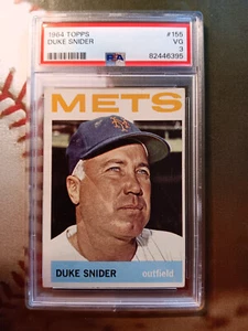 1964 Topps Duke Snider #155 baseball card professionally graded PSA VG 3 conditi - Picture 1 of 4