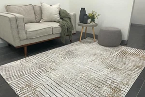 CREAM FLOOR RUG ABSTRACT PATTERN MODERN AREA RUG CARPET XX LARGE - 240 x 330 CM - Picture 1 of 5