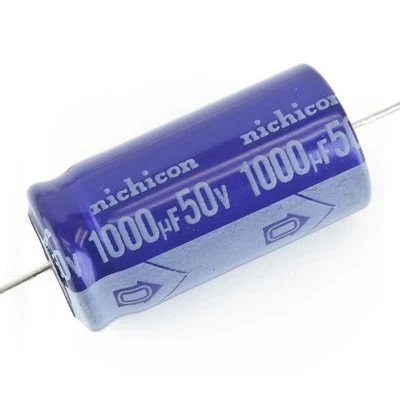2X Nichicon 1000uf 50V Aluminum Electrolytic Cap 85C ufd Axial Lead - NEW