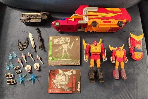 Transformers Kingdom & Studio Series Rodimus Prime & Hotrod Figure Set Lot Cover