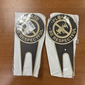 2 pack No Dog Poop Yard Signs Double Sided Please Be Respectful Gold, Black - Picture 1 of 6