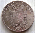 2 Francs 1867 Leopold II Belgique Argent TTB superbe