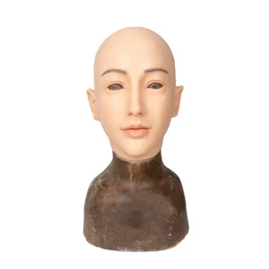 Realistic Silicone Female Face Mask Crossdresser Head Mask For Women For Cosplay - Picture 1 of 28