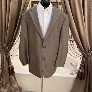 Joseph & Feiss Gold Men’s Luxury Wool Sport Coat Brown Check Jacket Sz 46R