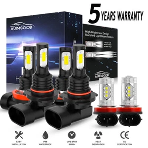 9005+H11+H11 10000k LED Headlight Kit Fog light Bulbs High Low Beam White 6pCS - Picture 1 of 14