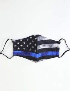 Thin Blue Line Police USA Flag Face Mask PM2.5 Filter Pocket INCLUDES 1 FILTER  - Picture 1 of 3