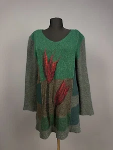 ZUZA BART Leinenmischung Lagenlook Avantgarde Blumen Pullover Pulli Gr. M - Bild 1 von 9