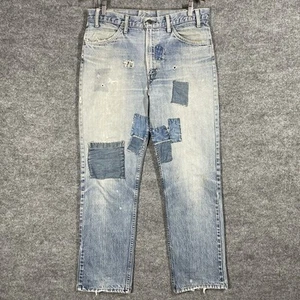 Jeans blu svasato vintage anni 70 Levis 517 USA arancione linguetta bootcut Talon 34x30 - Foto 1 di 21