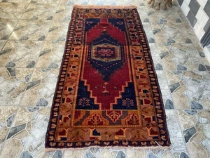 1960er Türkischer Vintage Vorleger Geometrisch Stamm Handarbeit Anatolisch 4,5x6,8 Fuß - Bild 1 von 20