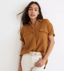 MADEWELL Light Spun Flap Button Antique Gold Cotton Gaze Button Down Size Small - Bild 1 von 8