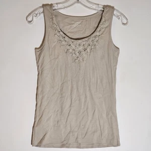 Camiseta sin mangas Philosophy by Republic para mujer mediana verde encaje adornada acanalada boho M - Imagen 1 de 12