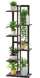 Indoor Plant Stand, Bamboo Corner Shelf for Small Plants, Tiered Plant Holder... - Picture 1 of 8
