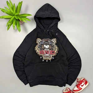 Autore Felpa con cappuccio Kenzo Paris Tiger nera unisex taglia S/M pullover con logo ricamato - Foto 1 di 9