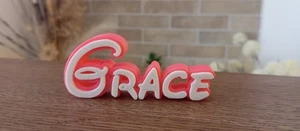 GRACE PERSONALIZE DISNEY NAME PLATE SIGN CUSTOM DOOR TAG FONT WALL BEDROOM PINK - Picture 1 of 1