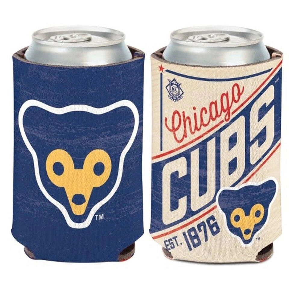 Chicago Cubs 12oz Two Sided Vintage Can Cooler [NEW] MLB Holder Foam Koozie - Image 1 of 1