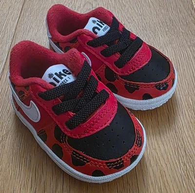 Nike Baby Girl Force 1 Crib SE (CB) ~ University Red, White & Black ~ Size 2C - Image 1 of 4