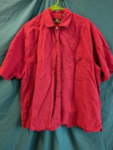 Structure Linen Blend Shirt – Red – Vintage 90s Hong Kong Tag – Size M - Picture 1 of 5