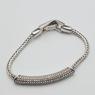 BRIGHTON 'Meridian Blaze' Bracelet Pavé Crystals Silver Plate Wheat Chain 7" - Image 1 of 4