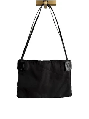 Caterina Lucchi Nylon Leather Trim Black Tote Bag Purse - Image 1 of 4