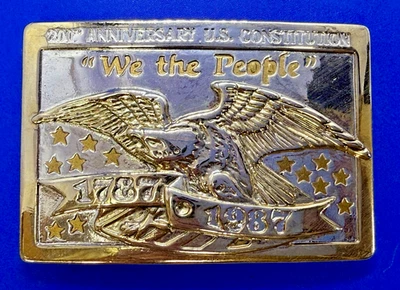 Fivela de cinto WE THE PEOPLE 200º aniversário Constituição dos EUA América Patriótica - Imagem 1 de 4
