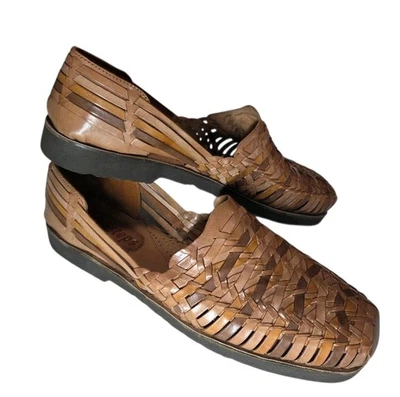 Sunsteps Hand Woven Huarache Shoes Men's 12 Brown Fisherman Slip On Comfort - Image 1 of 4
