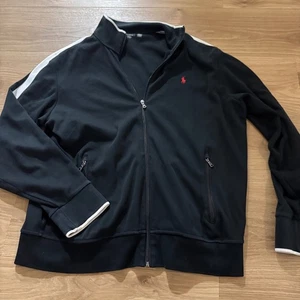 Chaqueta deportiva Polo Ralph Lauren negra cremallera completa rayas blancas para hombre XL - Imagen 1 de 3