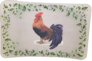 1 (one) Semi Clear Plastic Placemat (17"x12") ROOSTER, FRAME OF LEAVES & OLIVES - Picture 1 of 13