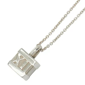 Tiffany Atlas Cube Necklace SV925 Silver Pendant Women's Jewelry Auth Excellent - Picture 1 of 8