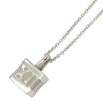 Tiffany Atlas Cube Necklace SV925 Silver Pendant Women's Jewelry Auth Excellent - Image 1 of 4