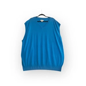 Cutter & Buck Big Men's V-Neck Blue Wool Blend Sleeveless Sweater Vest Size 4XB - Picture 1 of 6