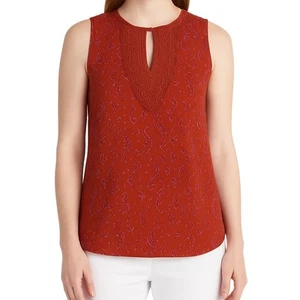 Daniel Rainn Orange Quin Keyhole Crochet Top in Orange NWT Size Small Petite PS - Picture 1 of 8