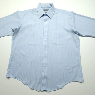 Camisa De Colección Arrow Kent Para Hombres Grande Azul Amarillo Rayas Años 80 Informal Negocios Oficina L Foto 1 de 4