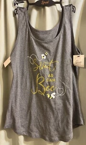 Neu mit Etikett Spree Intimates anthrazitgraues Damen-Tanktop Gr. M "Sweet As Can Bee" Glitzer - Bild 1 von 6