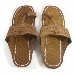 Women's Flip Flop Sandal Thong Flat Handmade Leather Summer Shoe Brown Tan 10 - Picture 1 of 6