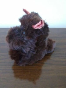 Vintage Handmade Real Fur Plush Dog Dark Brown 6" Tall Scottie Terrier - Picture 1 of 7