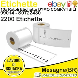 10 Rotoli Etichette Compatibili Dymo 99014 S0722430 54x101 mm LabelWriter 2200 - Imagen 1 de 1