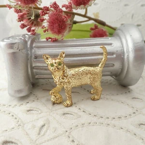 Spilla Spilla Vintage Lauren Spencer Exotic pelo corto gatto occhi verdi tono oro - Foto 1 di 8