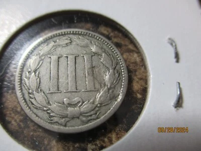 1865 III CENT NICKEL VG STRIKE THRU REVERSE     KKO - Image 1 of 3